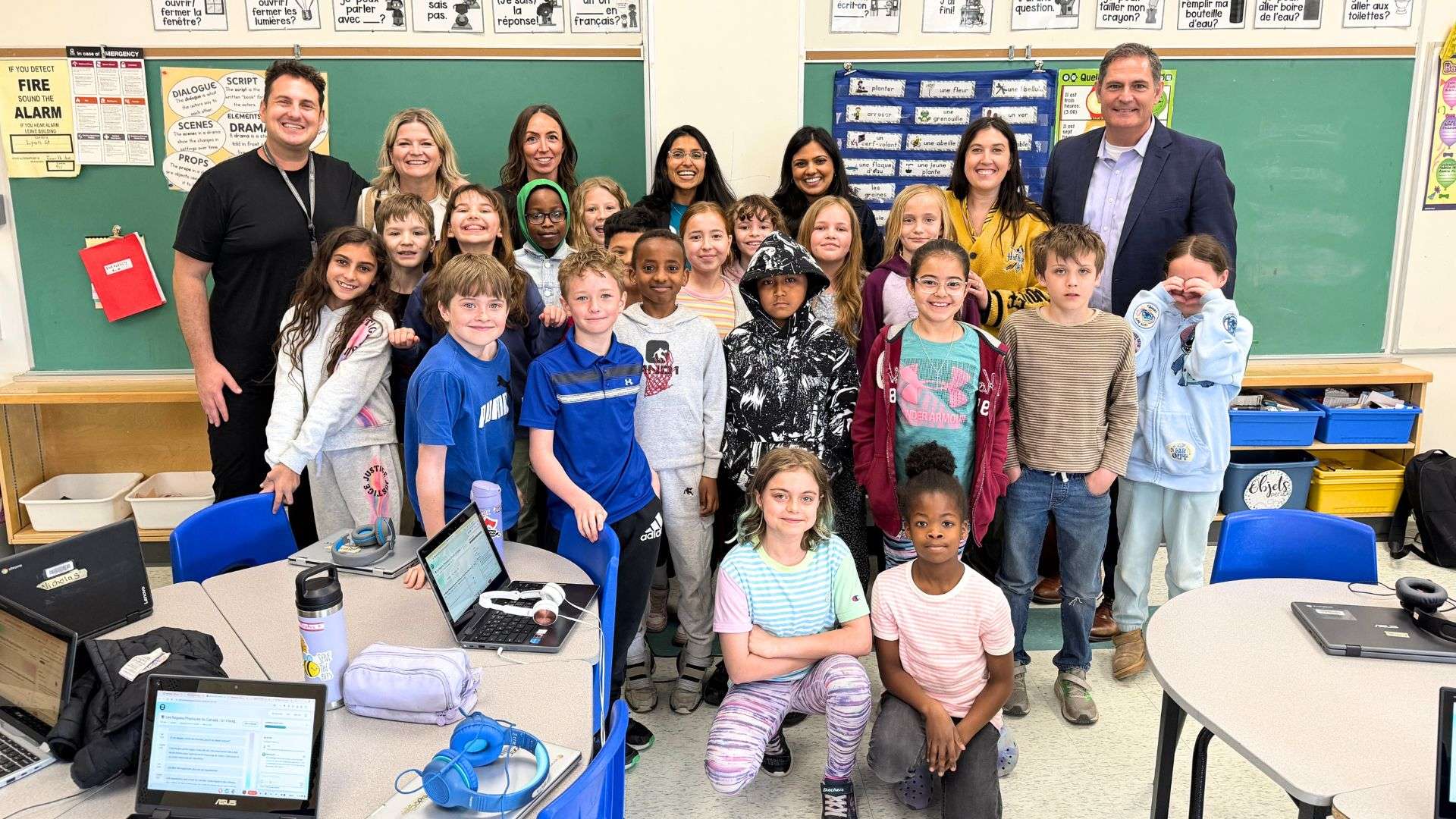 students with staff at an OCSB classroom