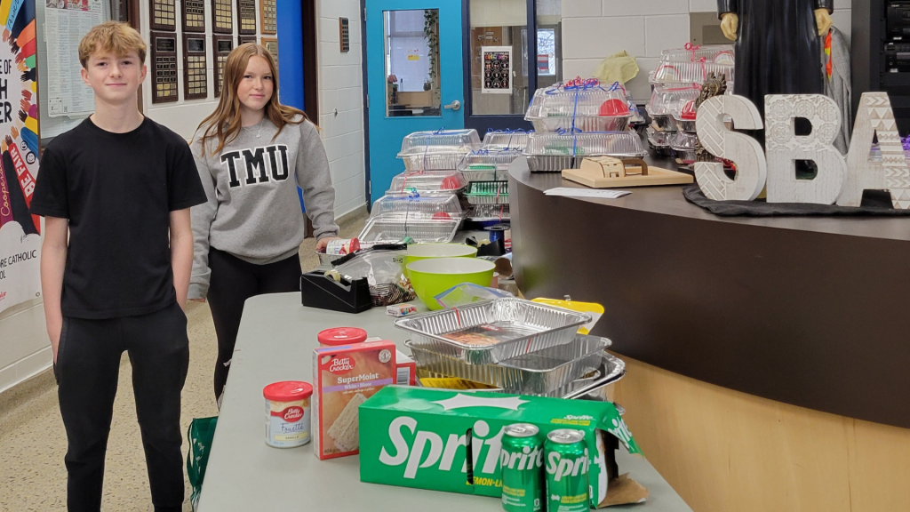 Students preparing the Birthday kits at St Andre School