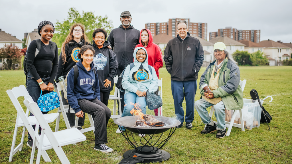 Students and elders at an indigenous education event