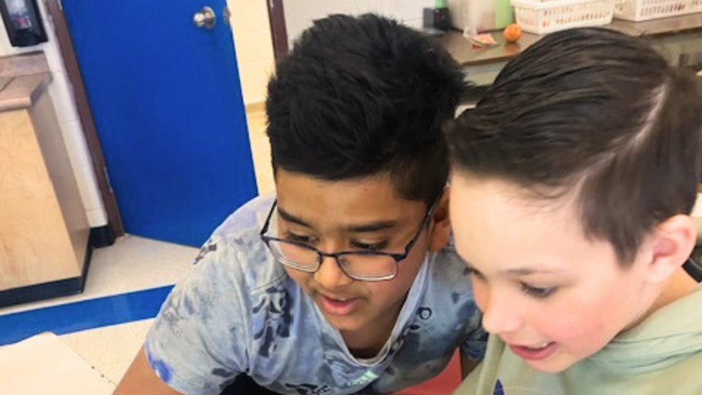 Students working on their AI project