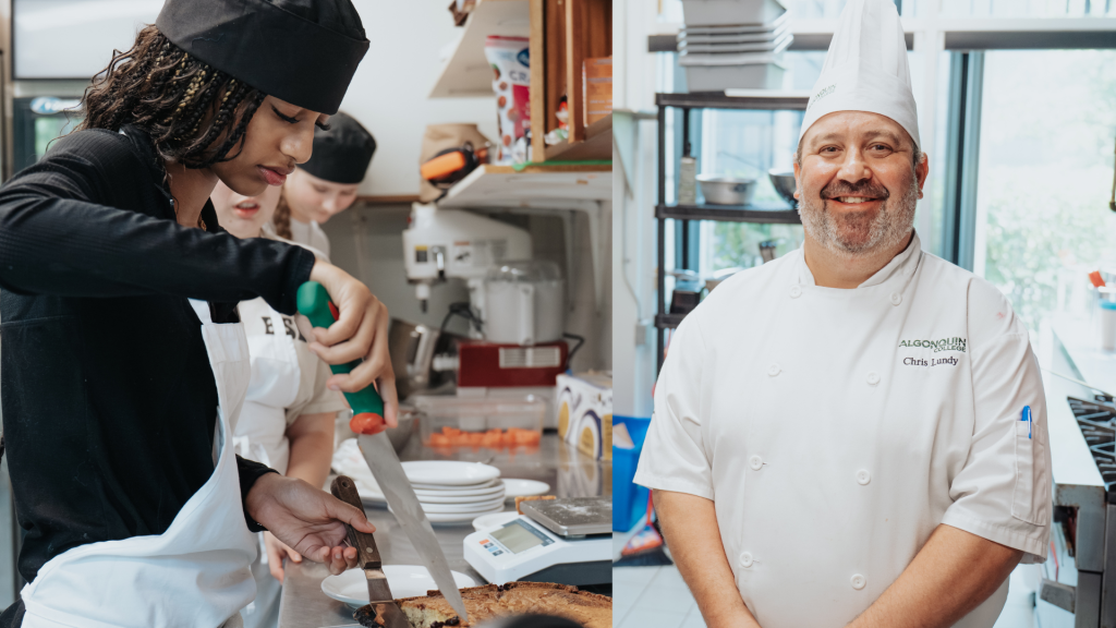 Cooking students with chef