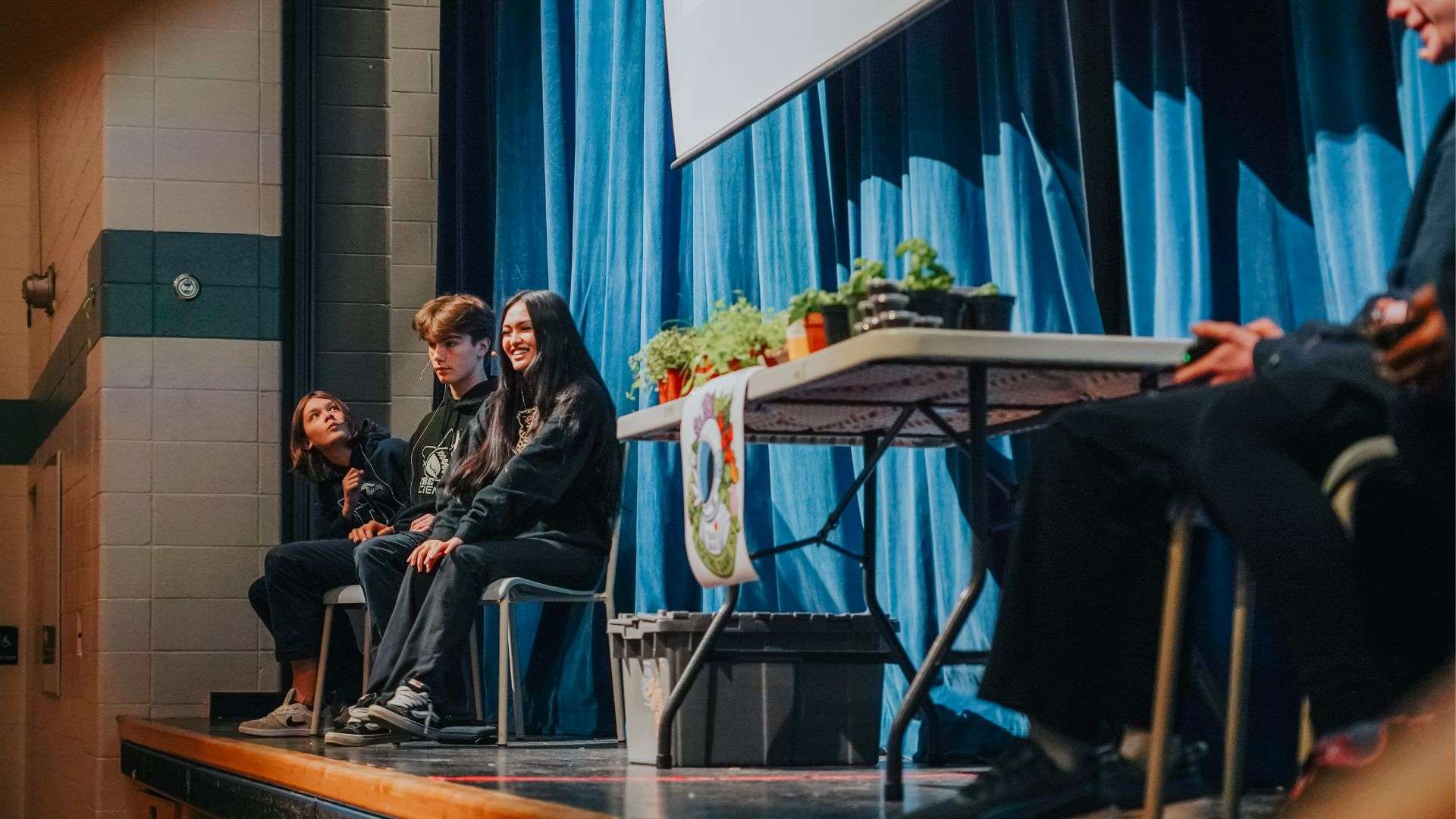 Students showcasing their garden project on PD Day