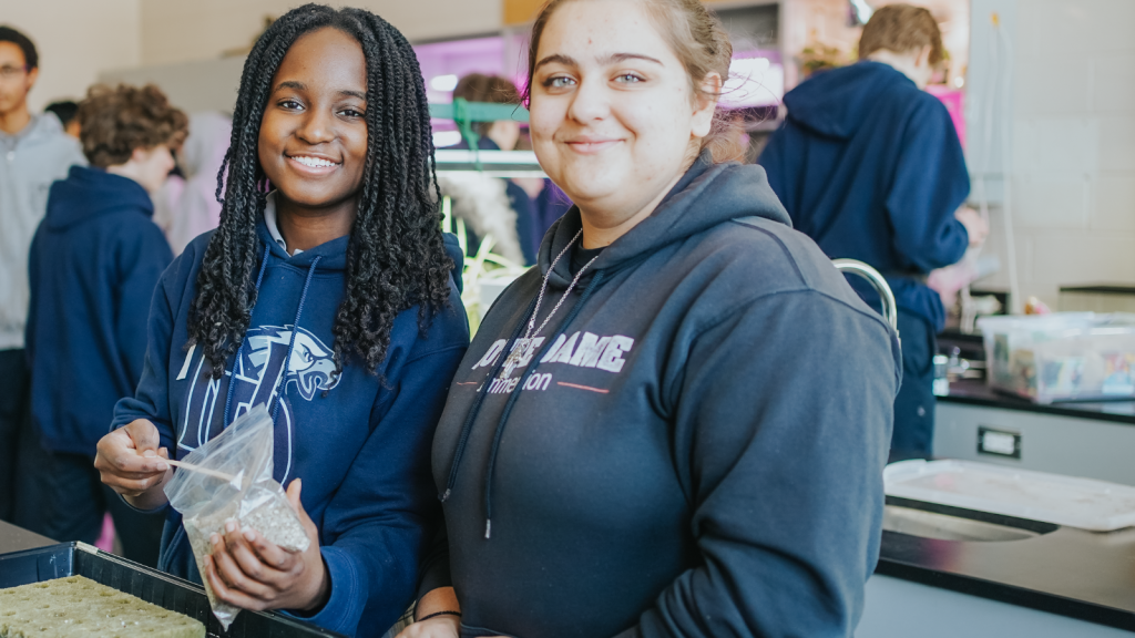 Notre Dame students plating in their school lab