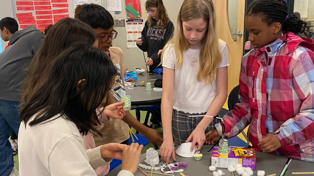 St. Dominic's students working on their STEAM project