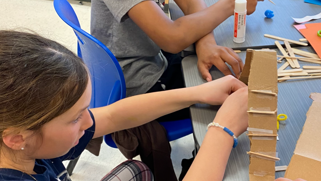 St. Dominic's students working on their STEAM project