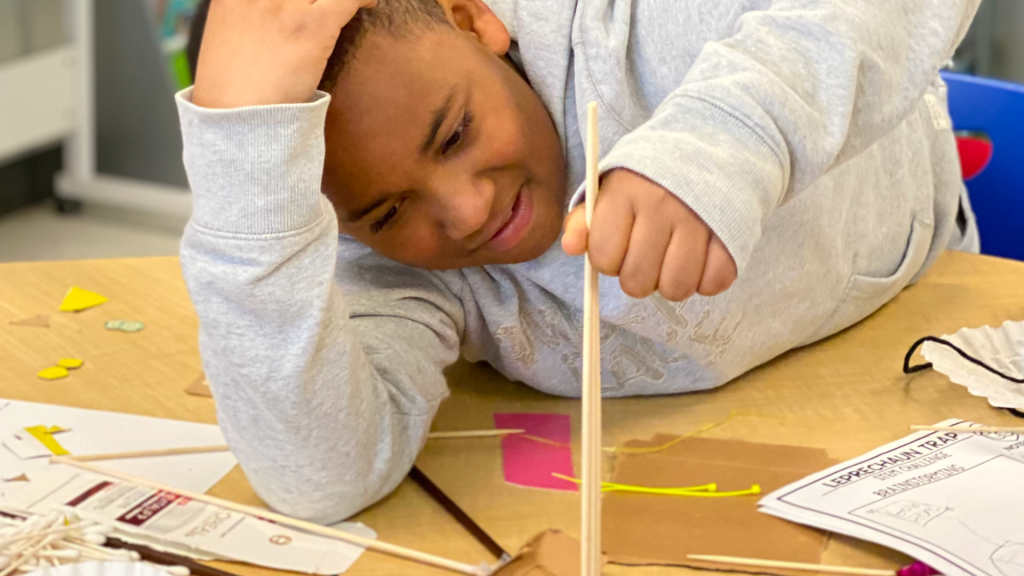 St. Dominic's student working on his STEAM project