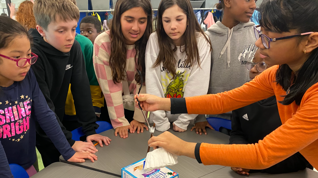 St. Dominic's students working on their STEAM project