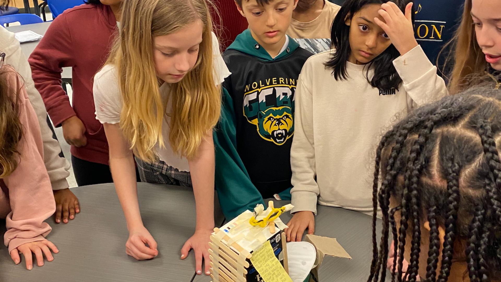 St. Dominic's students working on their STEAM project