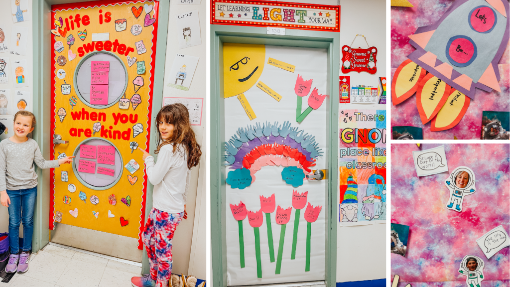 students showing St. Luke Nepean doors reflecting kindness, learning and aspiring to greatness