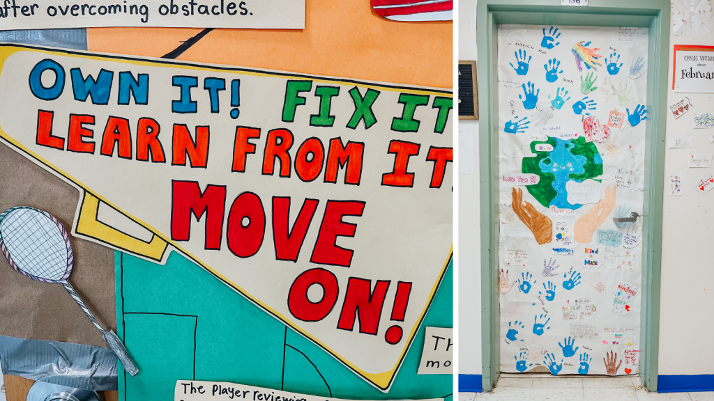 St. Luke school doors decorating for the kindness project