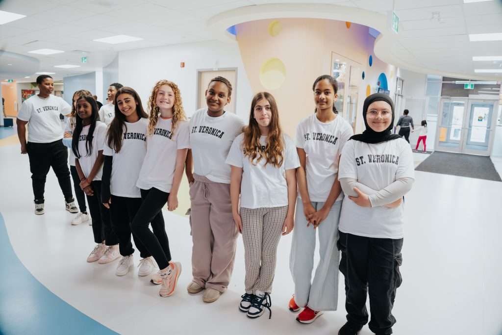 St. Veronica School students welcoming the guests for the blessing ceremony