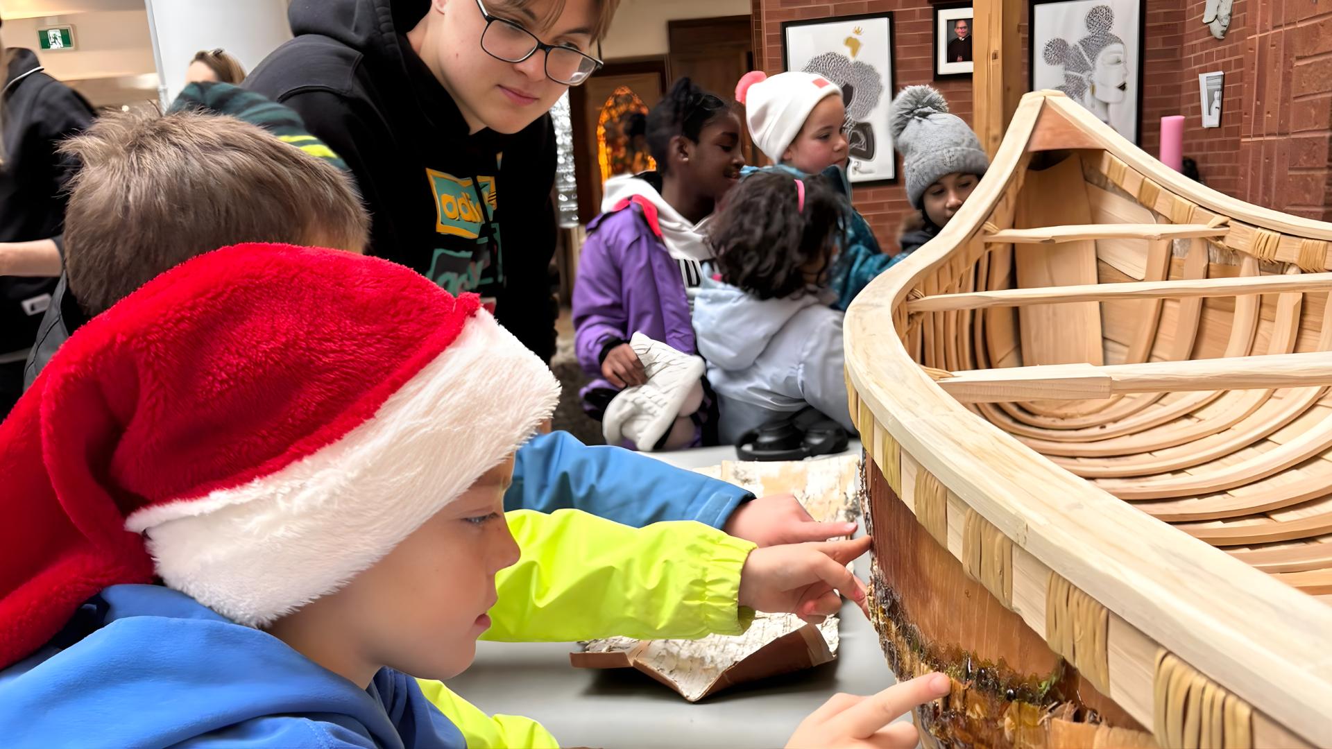 St Peter's students learning about Canoes