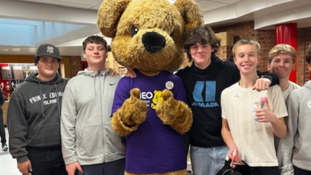 St. Mark's students with CHEO bear