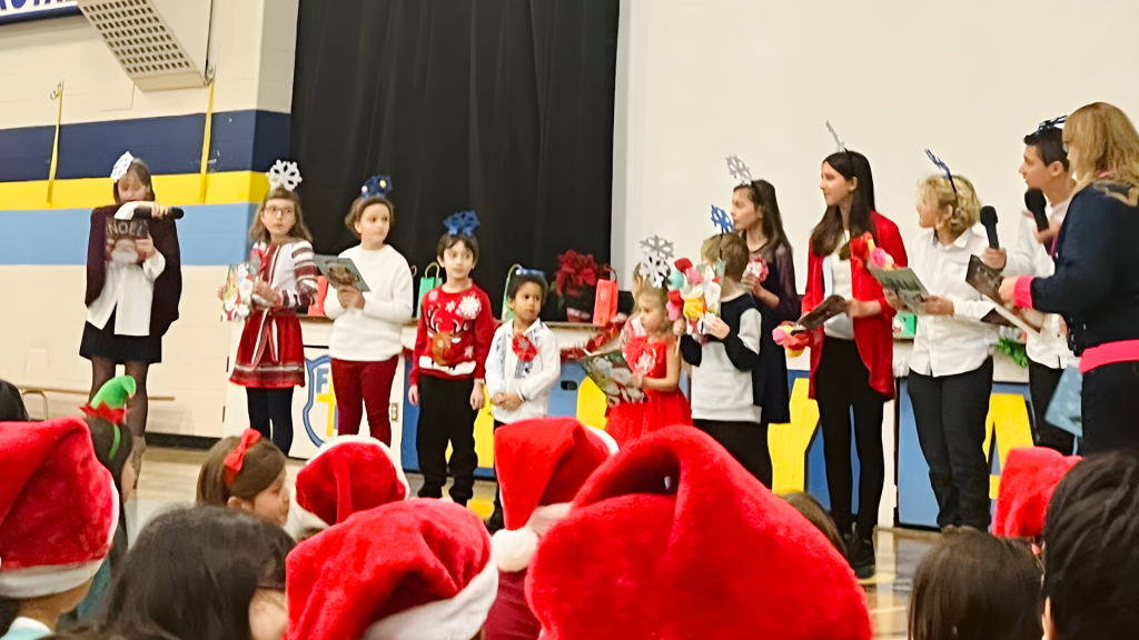 Children presenting at the international program