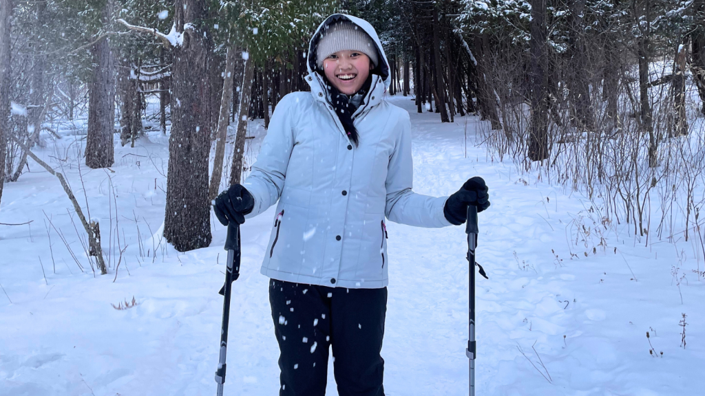 OCSB International student in a winter trail