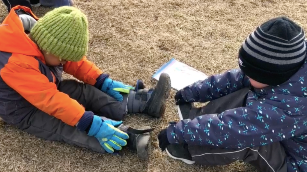 St. Anne's students practicing Yoga outdoors