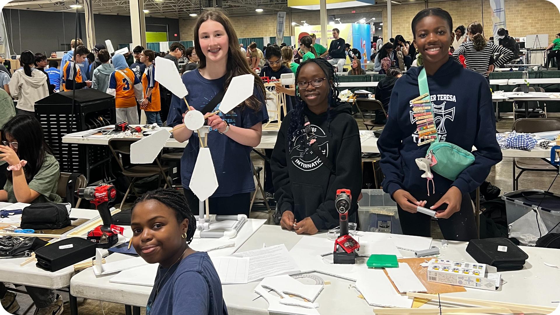students working on a STEM project