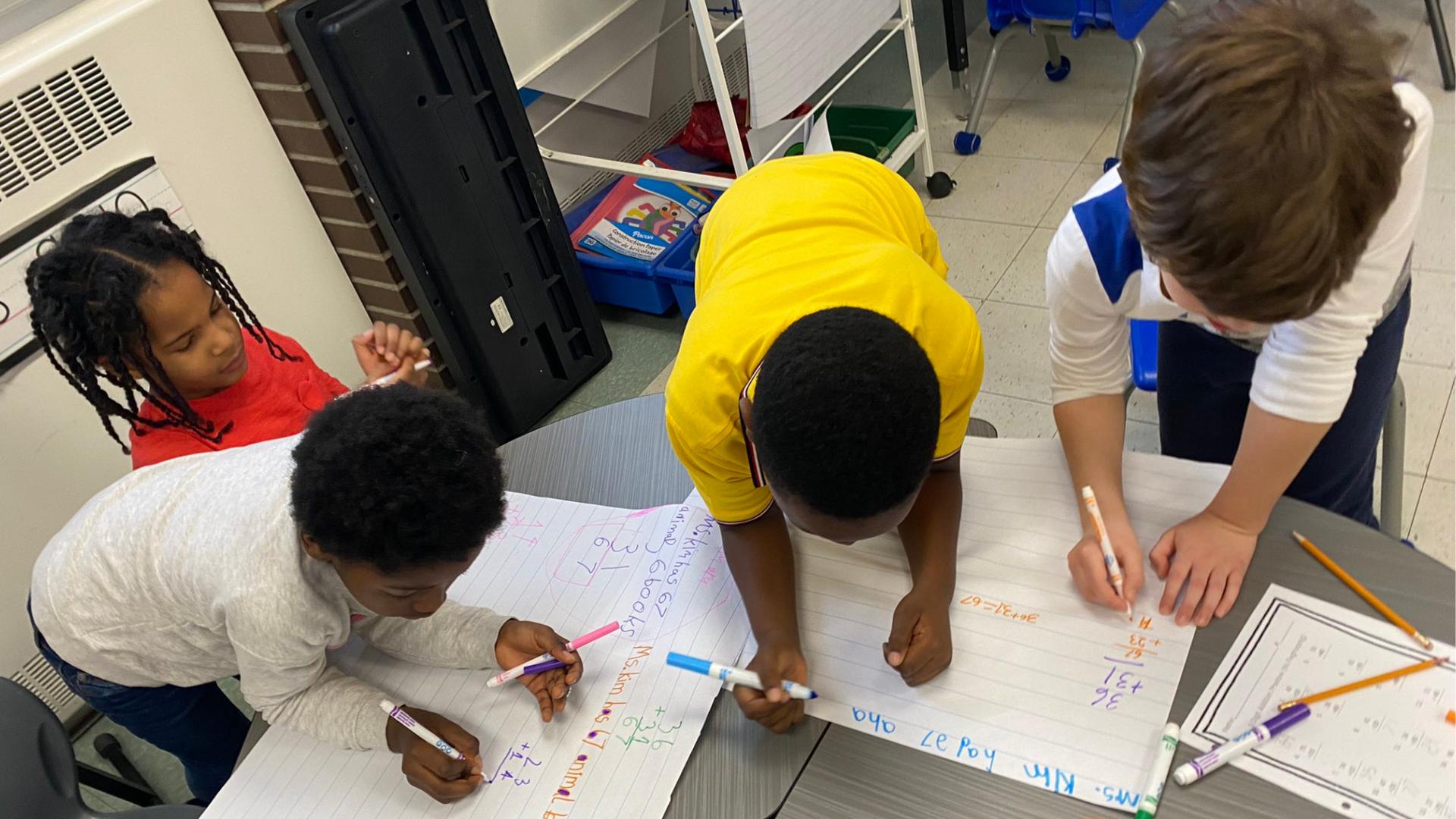 OCSB students doing a math activity in their classroom